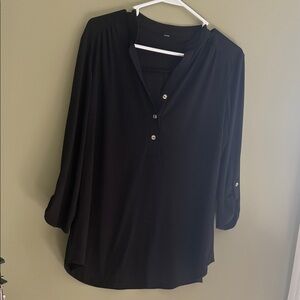 Black Women's Button-Front Blouse